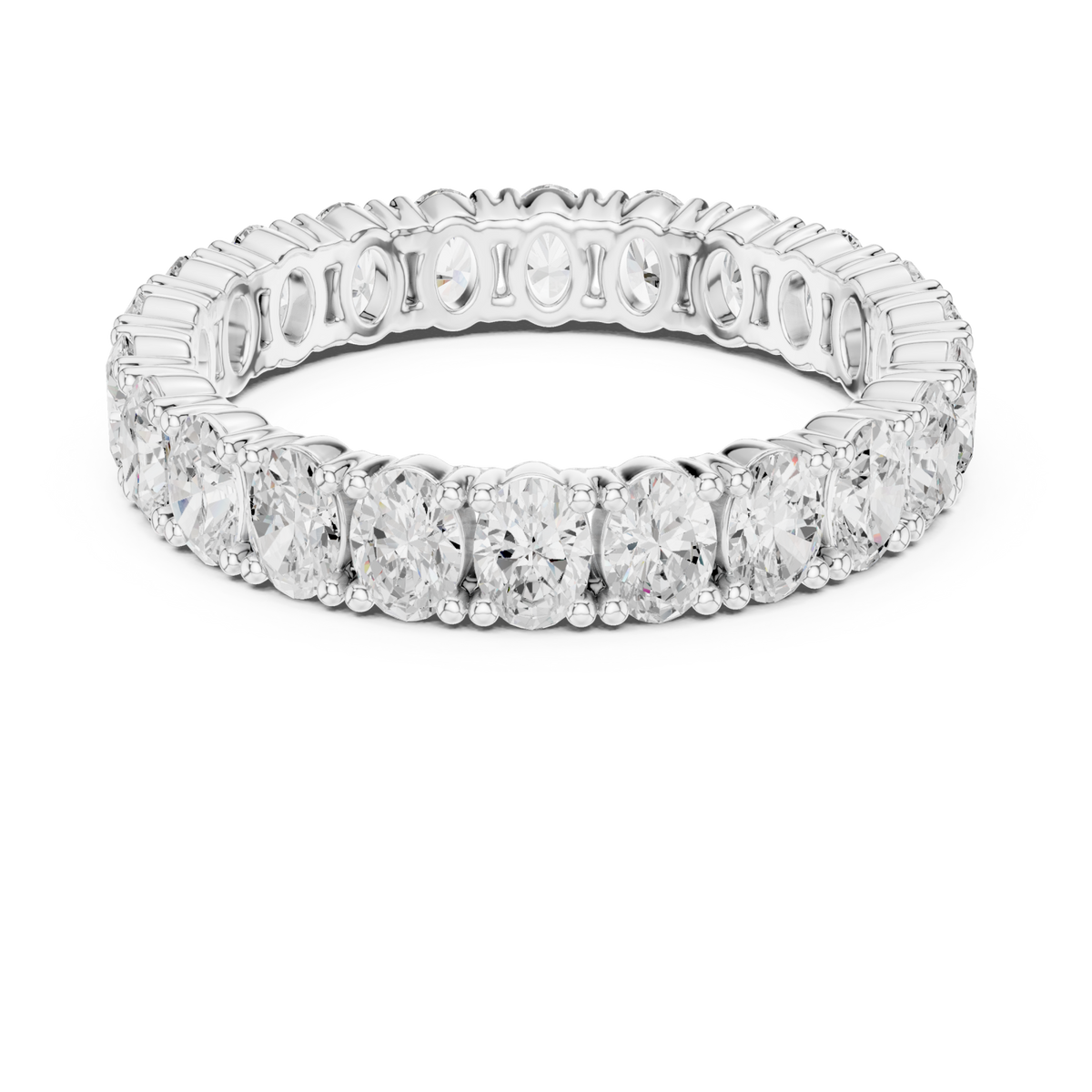 Oval shared-prong petite full eternity band white gold detail view