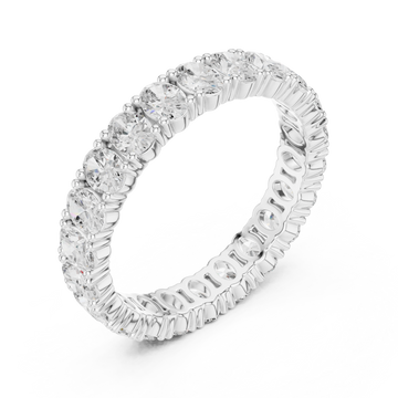 Oval shared-prong petite full eternity band white gold front view