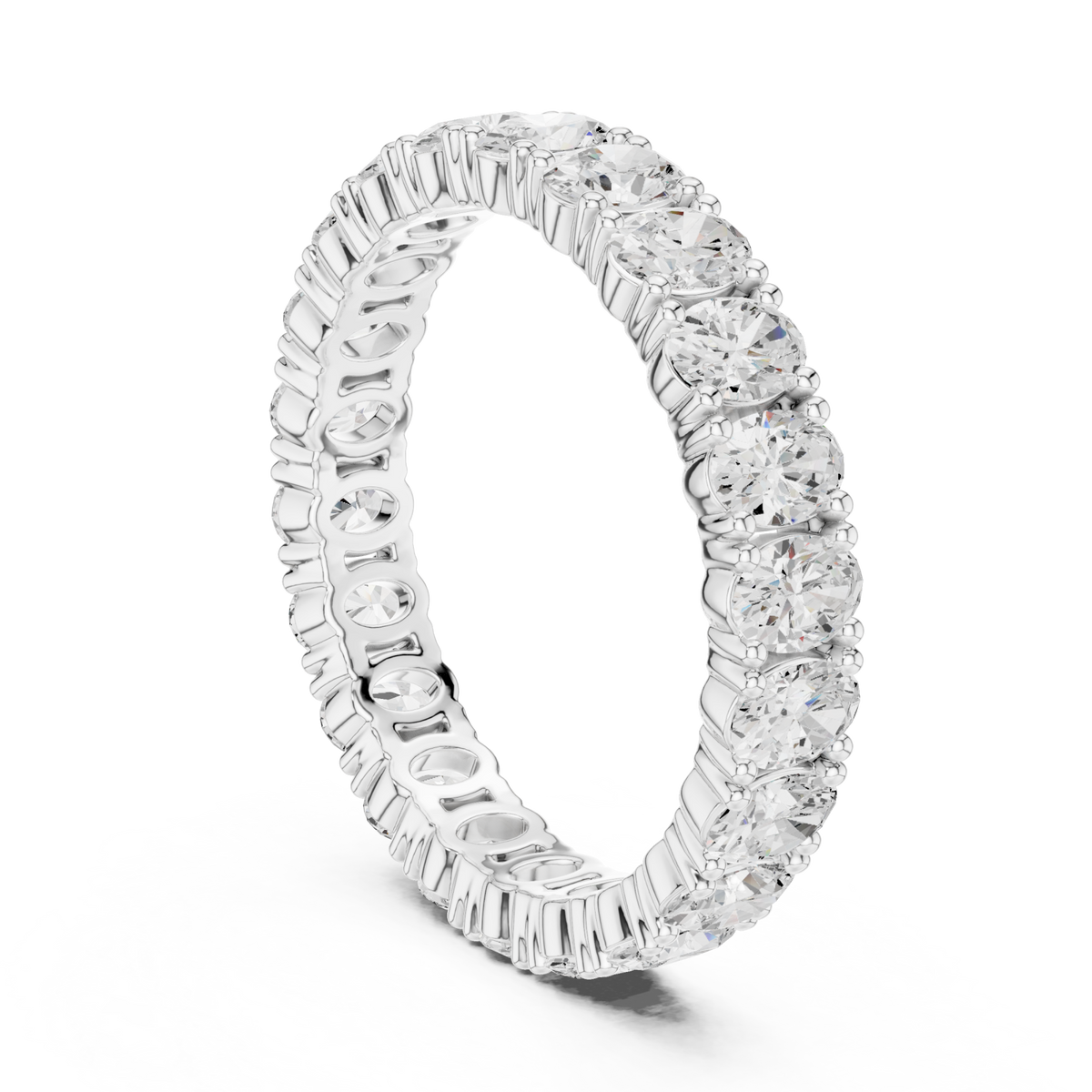 Oval shared-prong petite full eternity band white gold side view