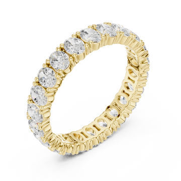 Oval shared-prong petite full eternity band yellow gold front view
