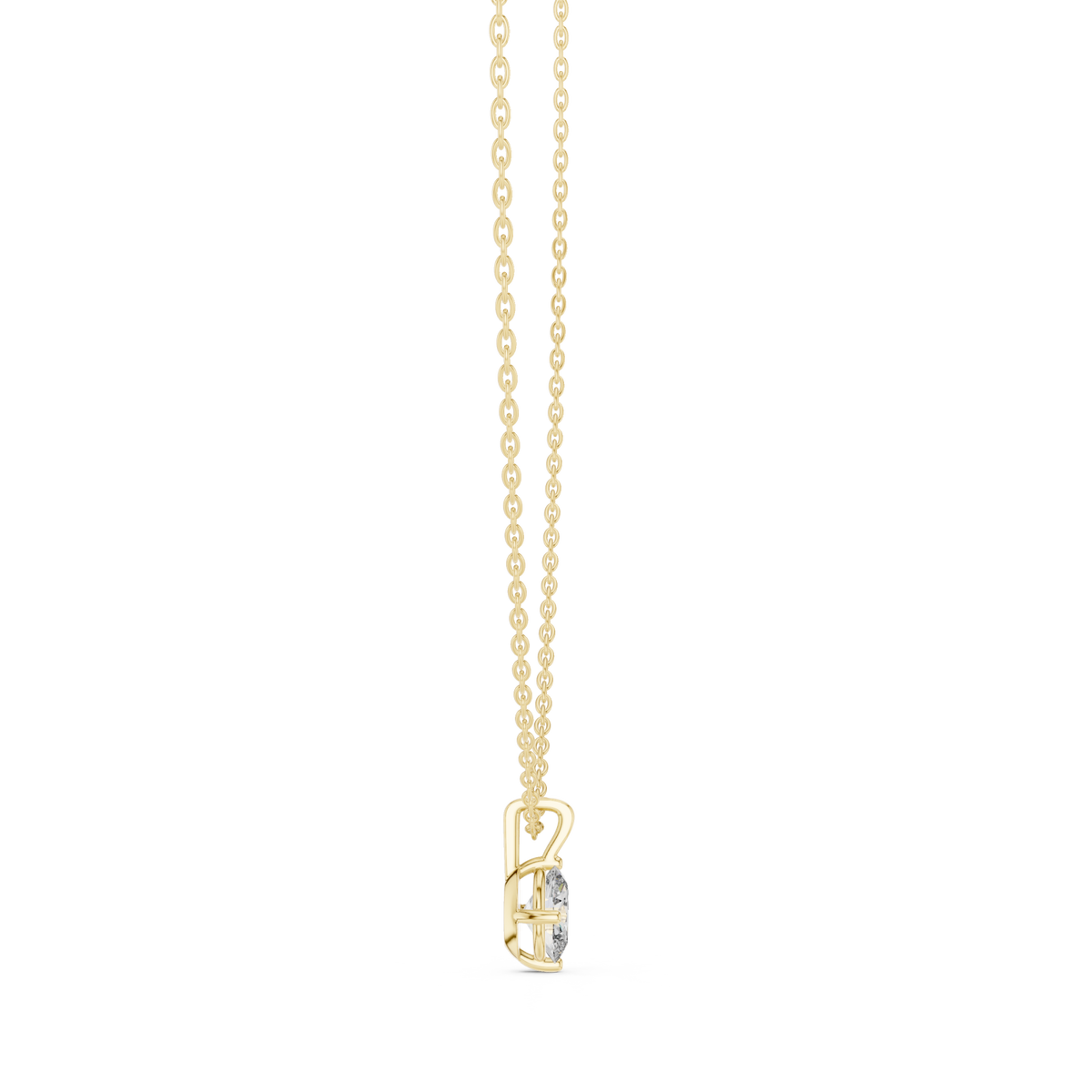 Oval solitaire pendant - medium yellow gold side view
