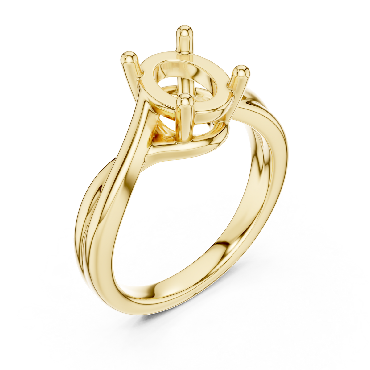 Oval twist solitaire engagement ring yellow gold angle view
