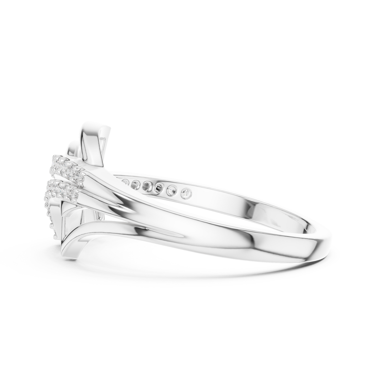 Pave arrow wrap ring white gold angle view