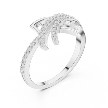 Pave arrow wrap ring white gold front view