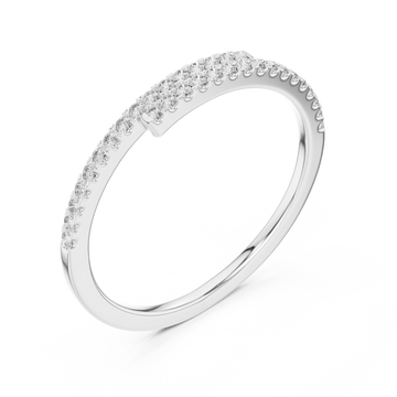  White Gold Pave Crossover Stackable Band Front View