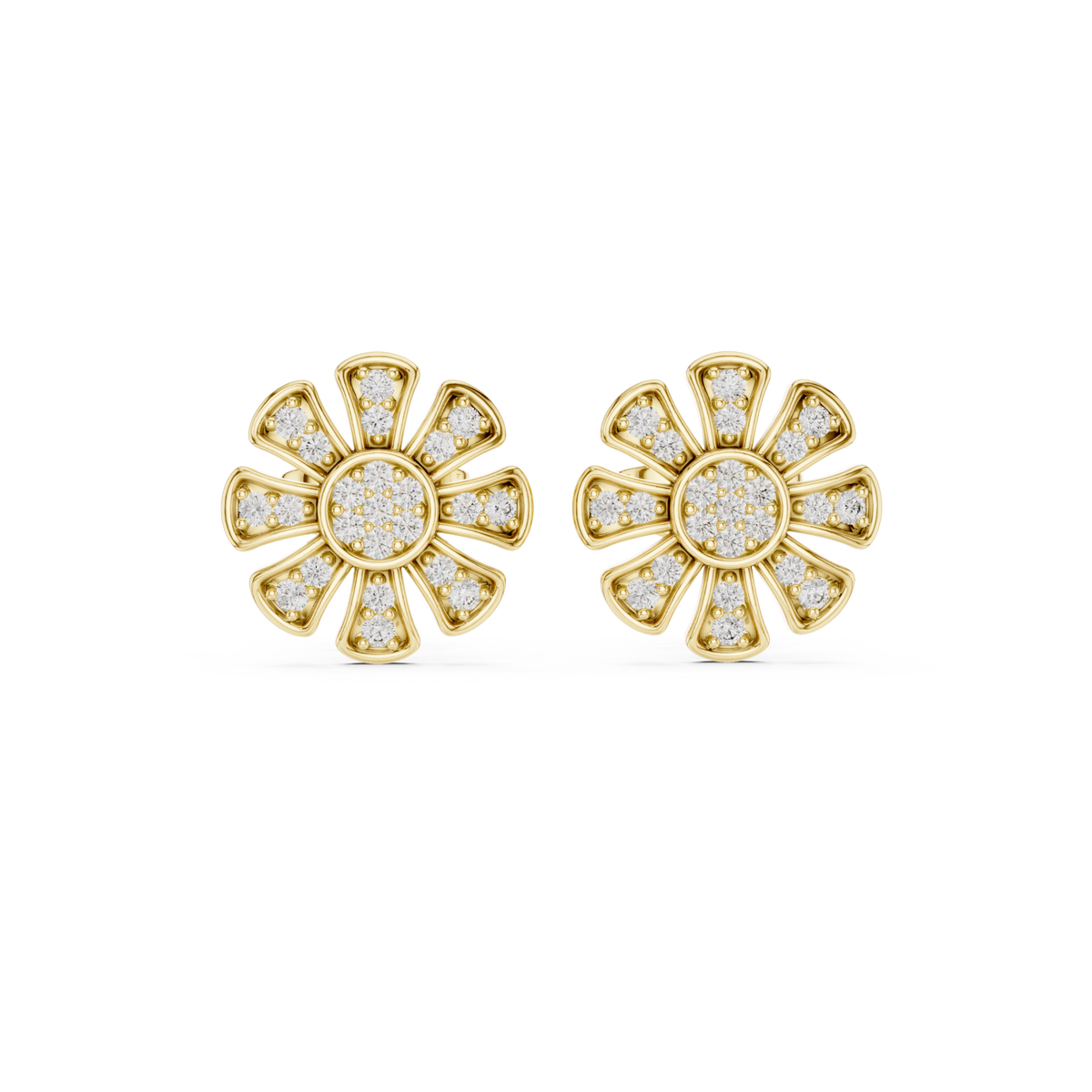  Gold Pave Daisy Studs Detail View