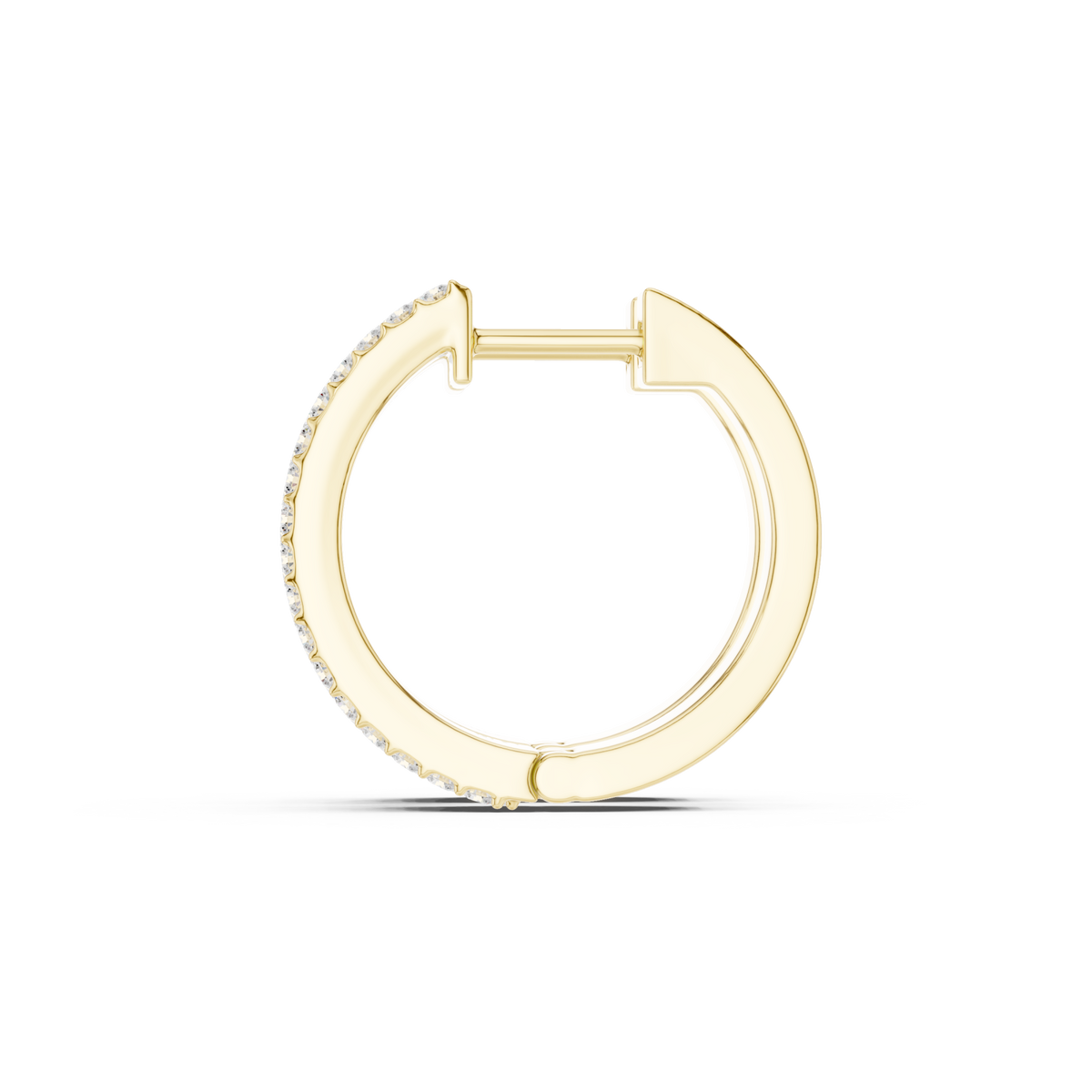  Gold Pave Diamond Huggie Hoops Angle View
