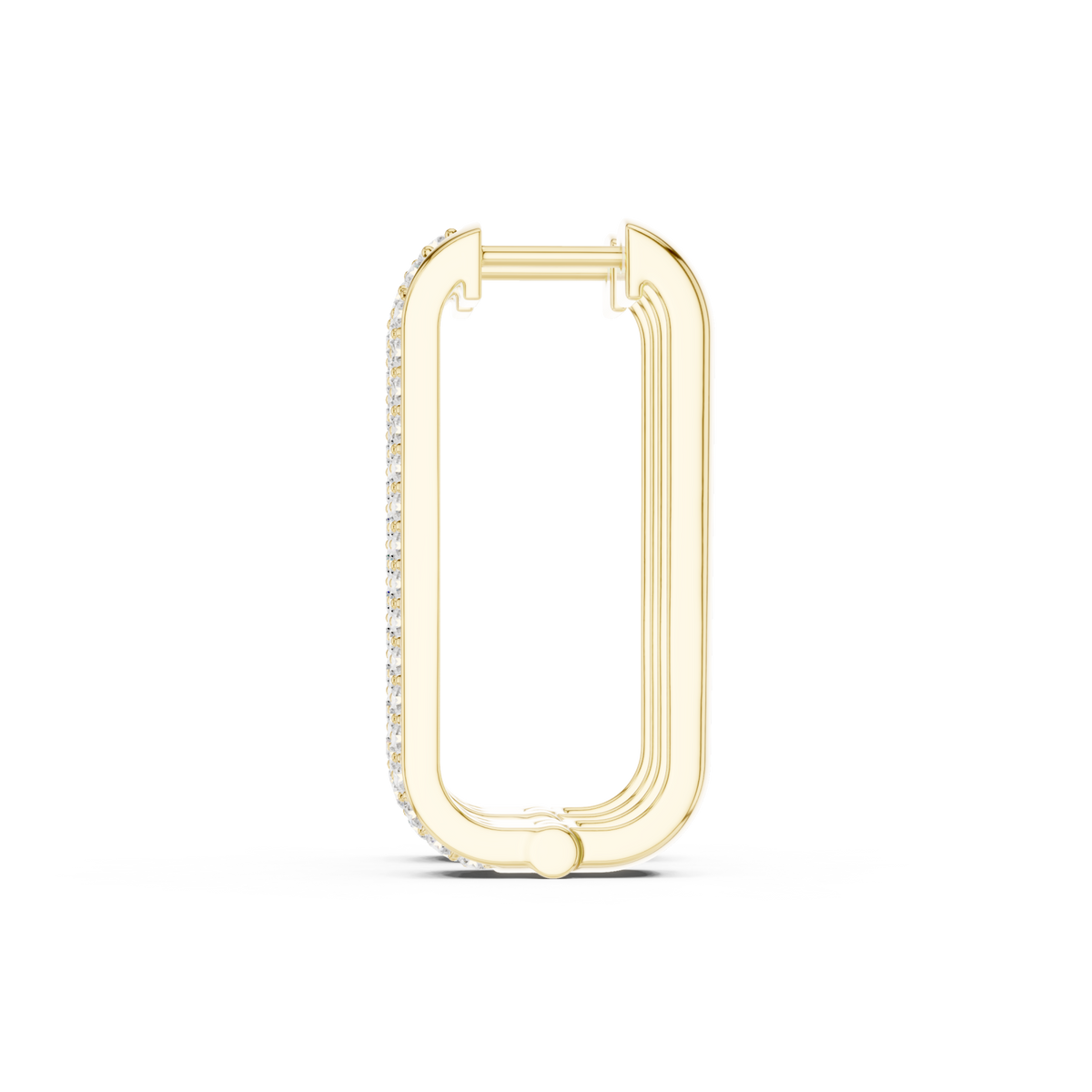  Gold Pave Diamond Paperclip Link Hoops Angle View