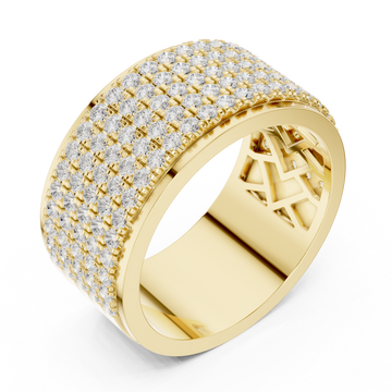 Gold Pave Grid Cylinder Band for Him Front View