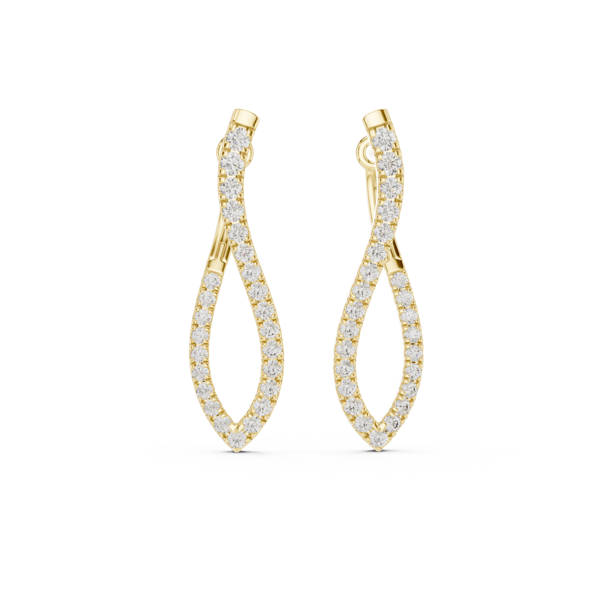  Gold Pave Infinity Twist Hoop Earrings Detail View