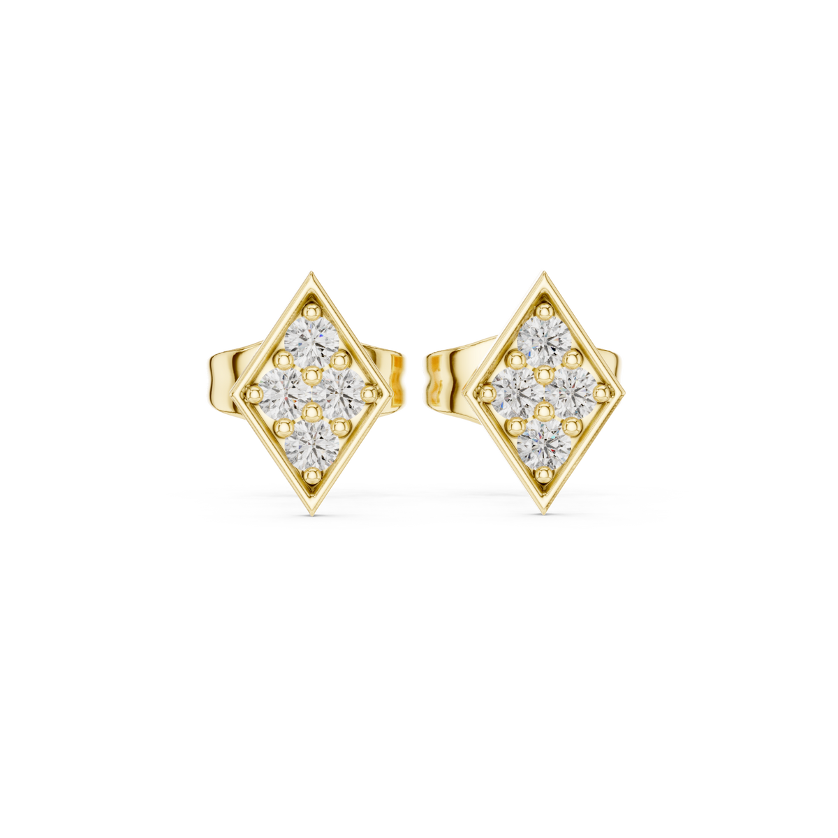  Gold Pave Kite Stud Earrings Detail View