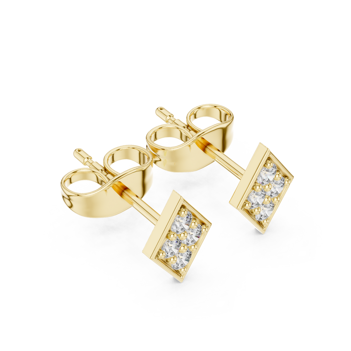 Gold Pave Kite Stud Earrings Front View