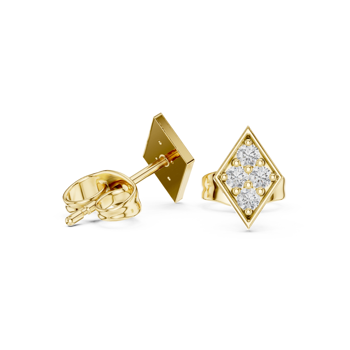  Gold Pave Kite Stud Earrings Side View