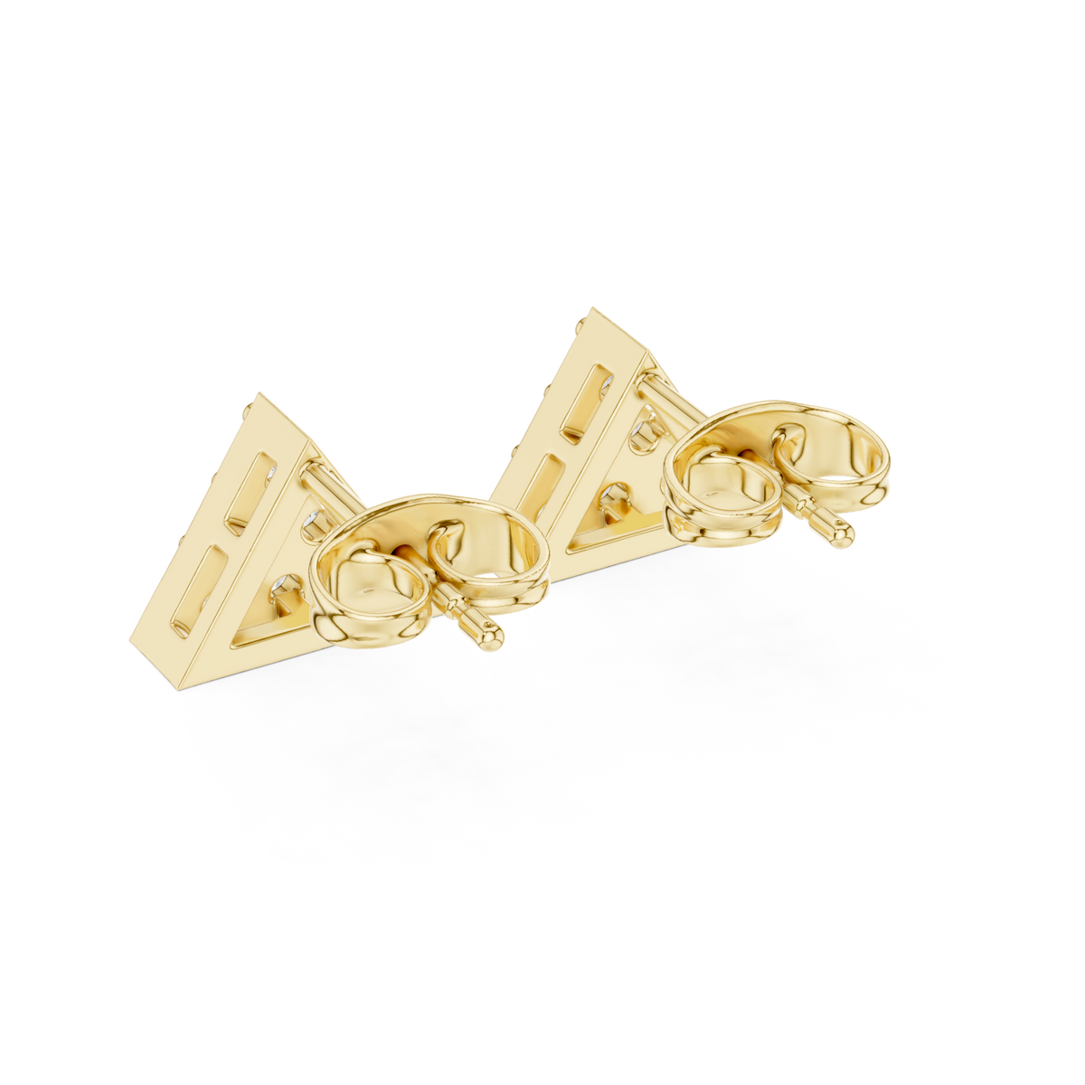  Gold Pave Triangle Stud Earrings Angle View