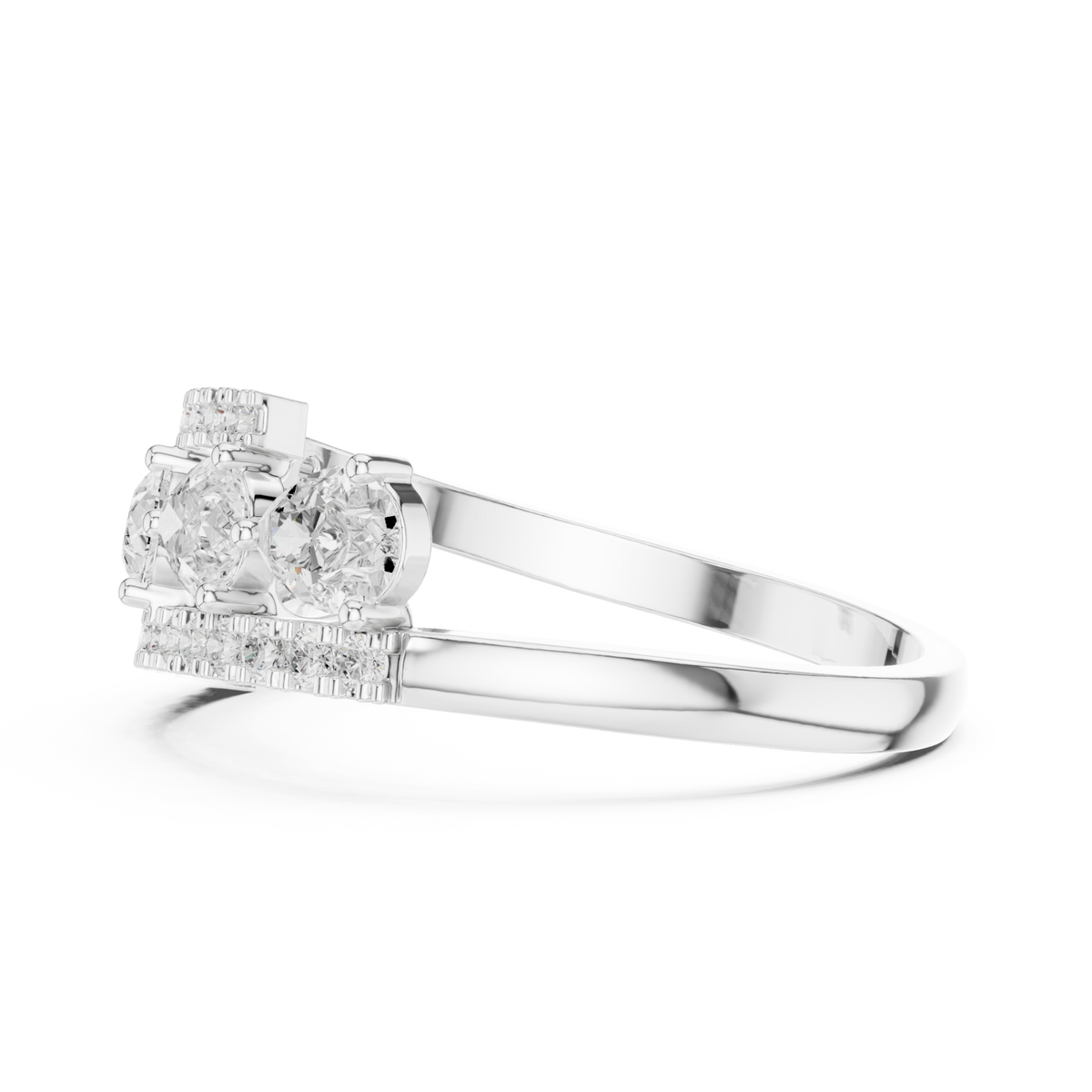Pear and pave open band ring white gold angle view