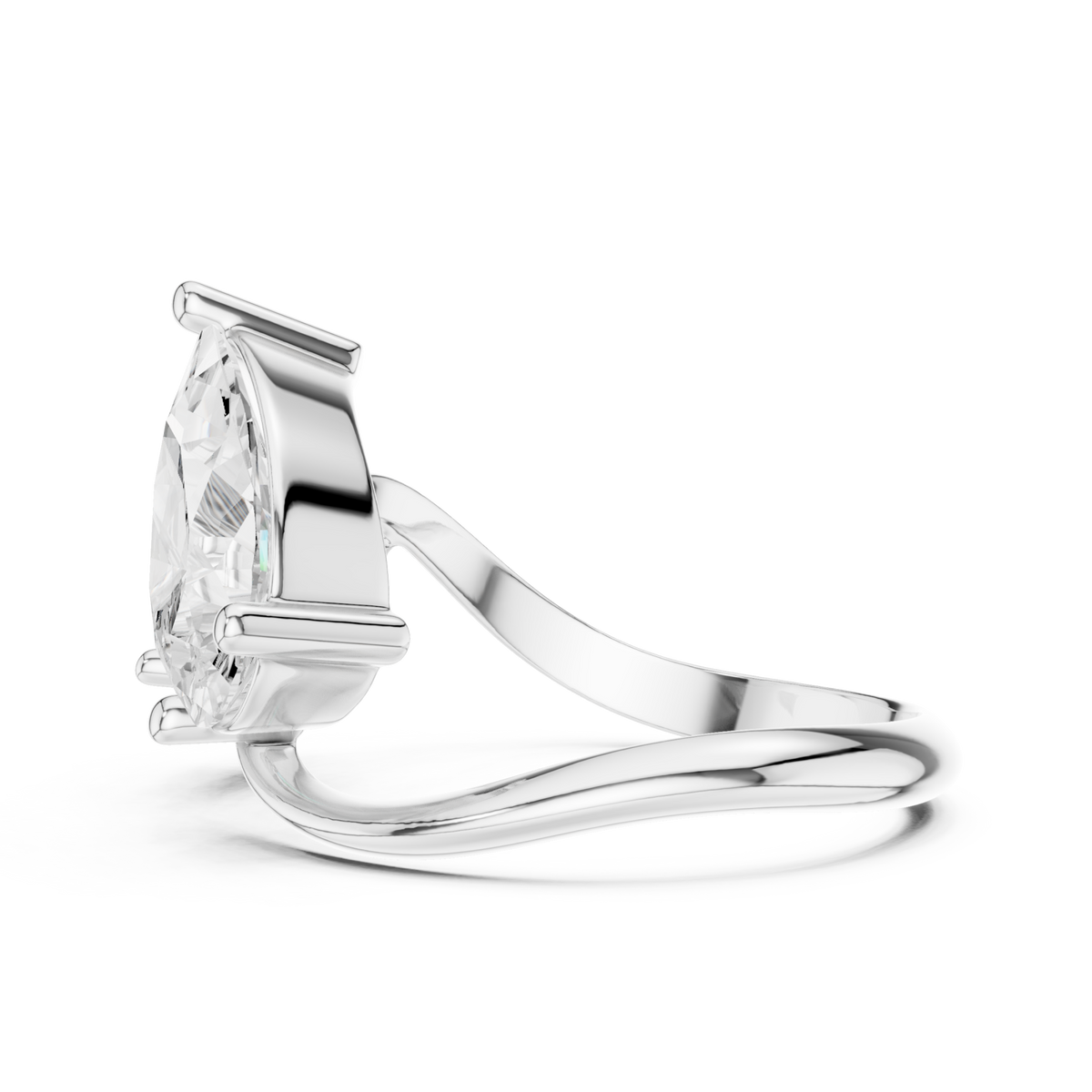 Pear and round twist toi et moi ring white gold angle view