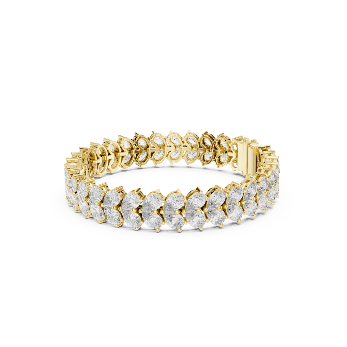 Gold Pear Cluster Tennis Bracelet Front View