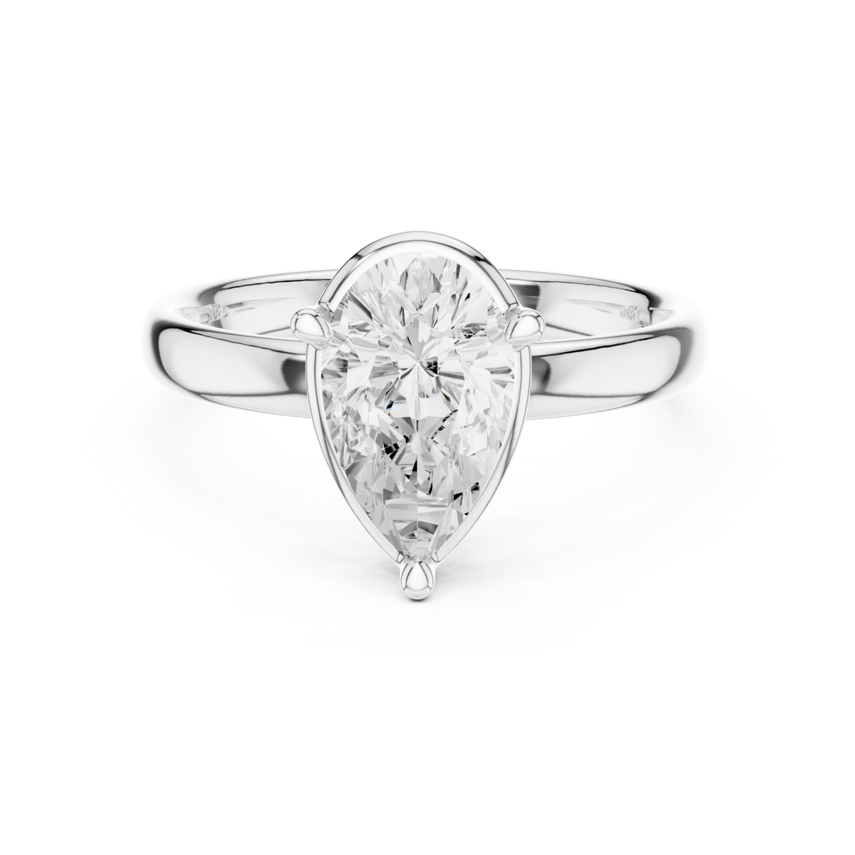 Pear compass point solitaire engagement ring white gold detail view