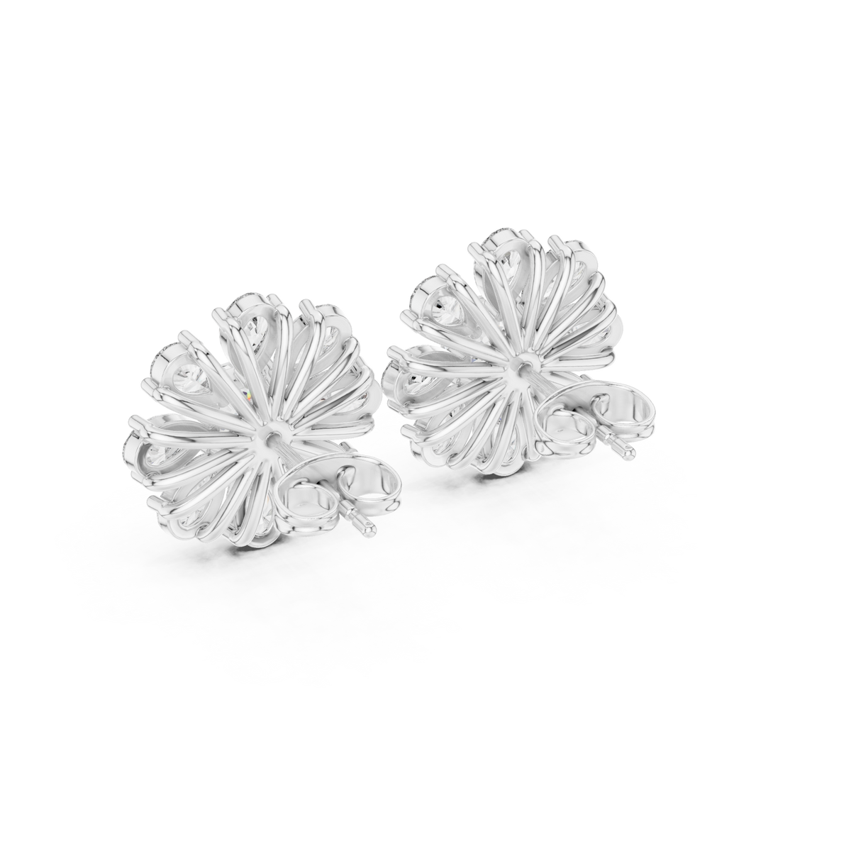 White Gold Pear Daisy Cushion Studs Side View