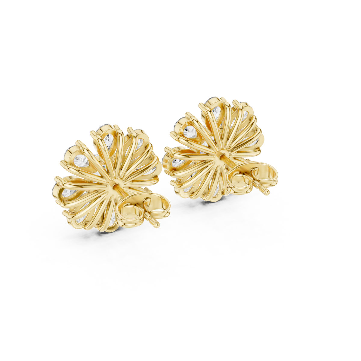  Gold Pear Daisy Cushion Studs Side View