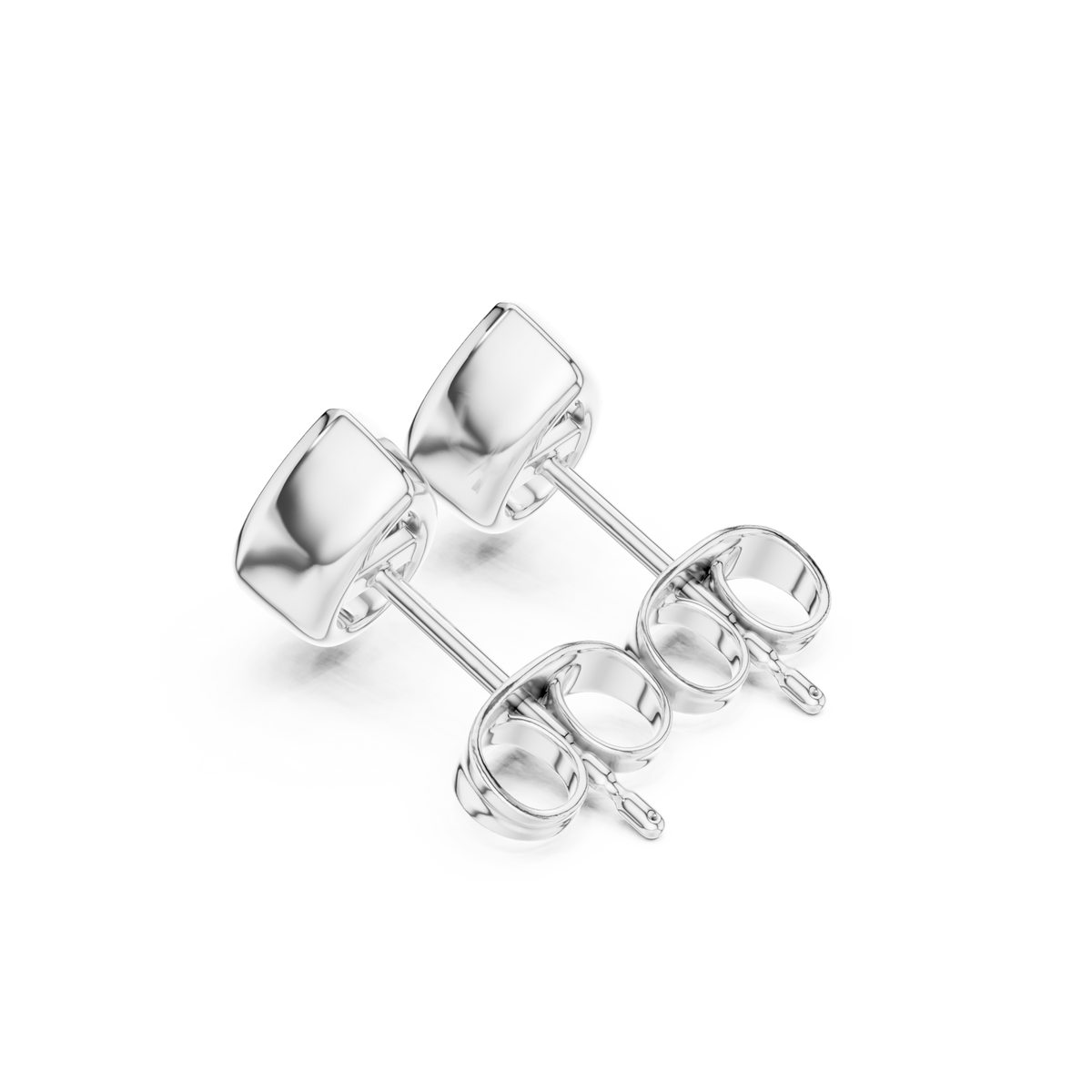  White Gold Pear Diamond Bezel Stud Earrings Angle View