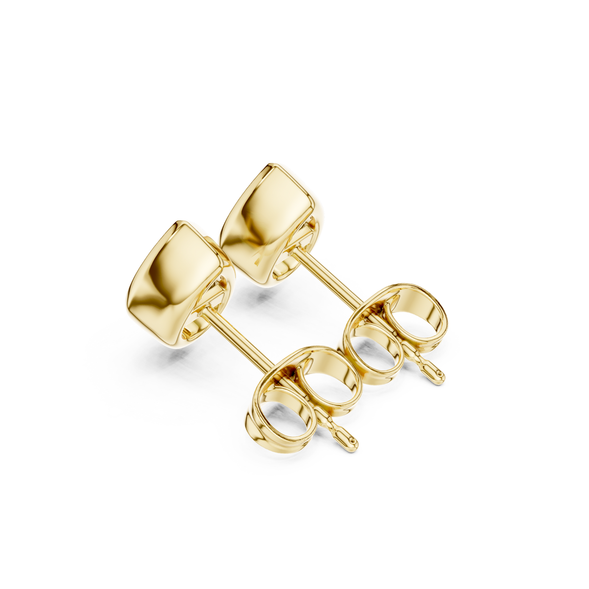  Gold Pear Diamond Bezel Stud Earrings Angle View