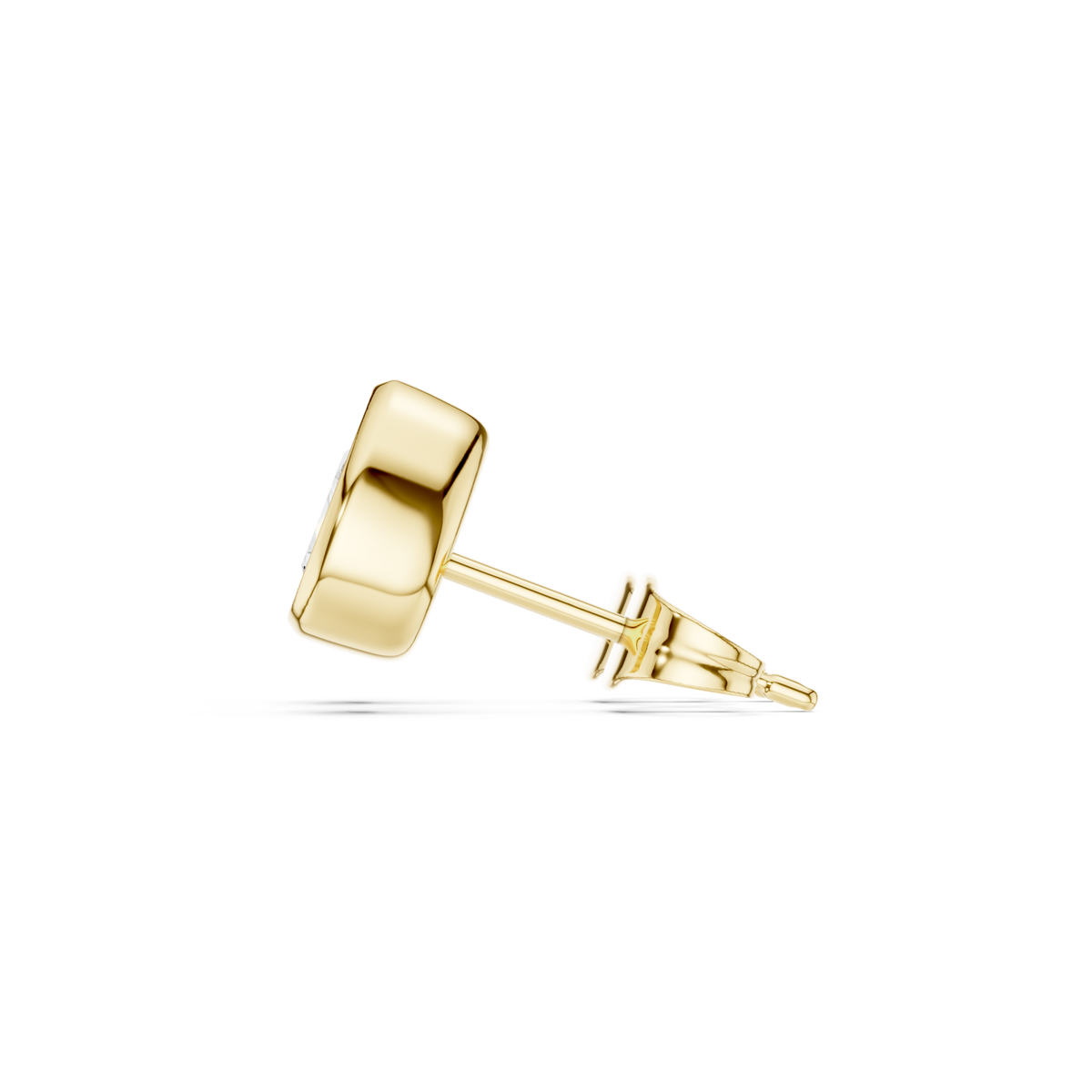  Gold Pear Diamond Bezel Stud Earrings Side View