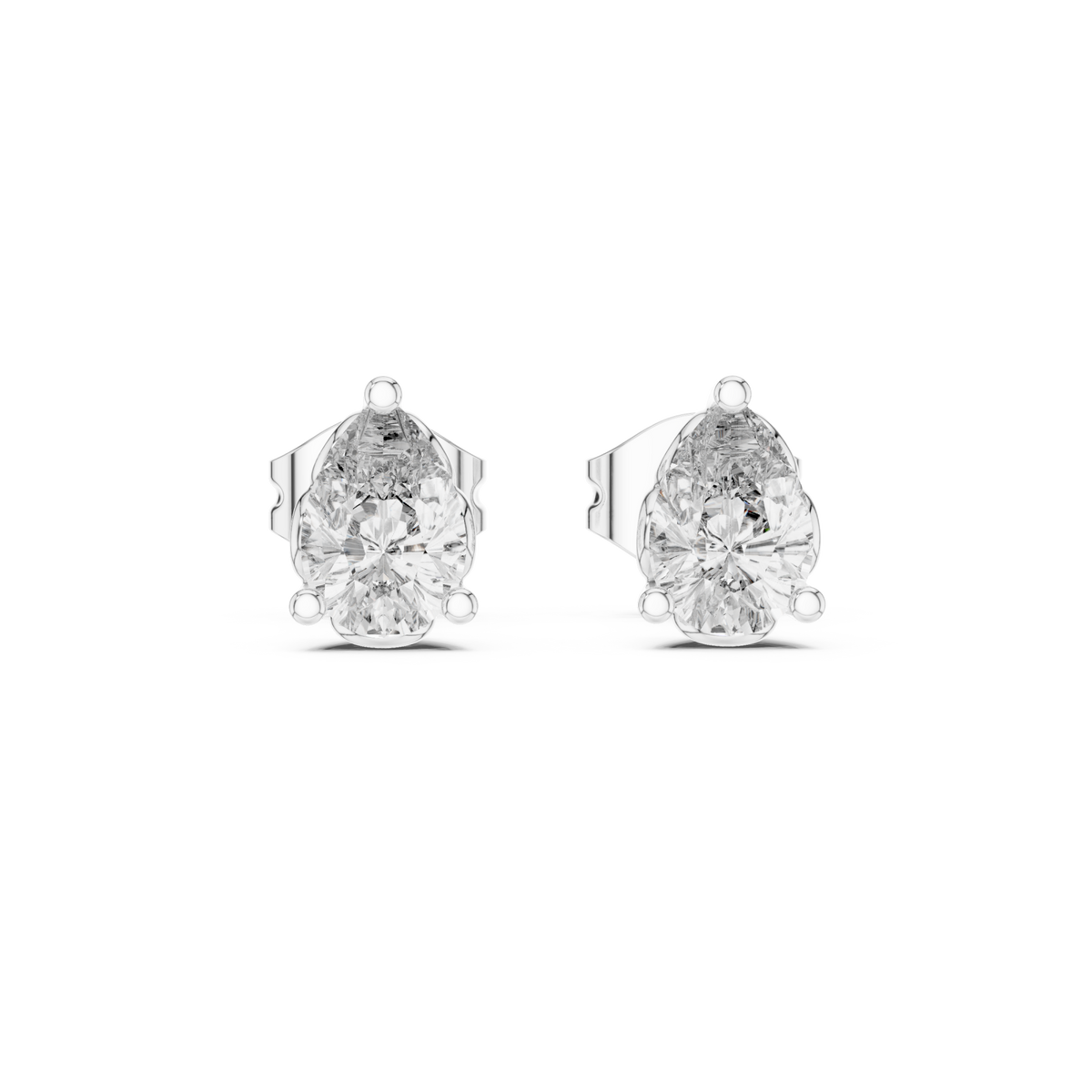  White Gold Pear Diamond Crown Gallery Studs Detail View