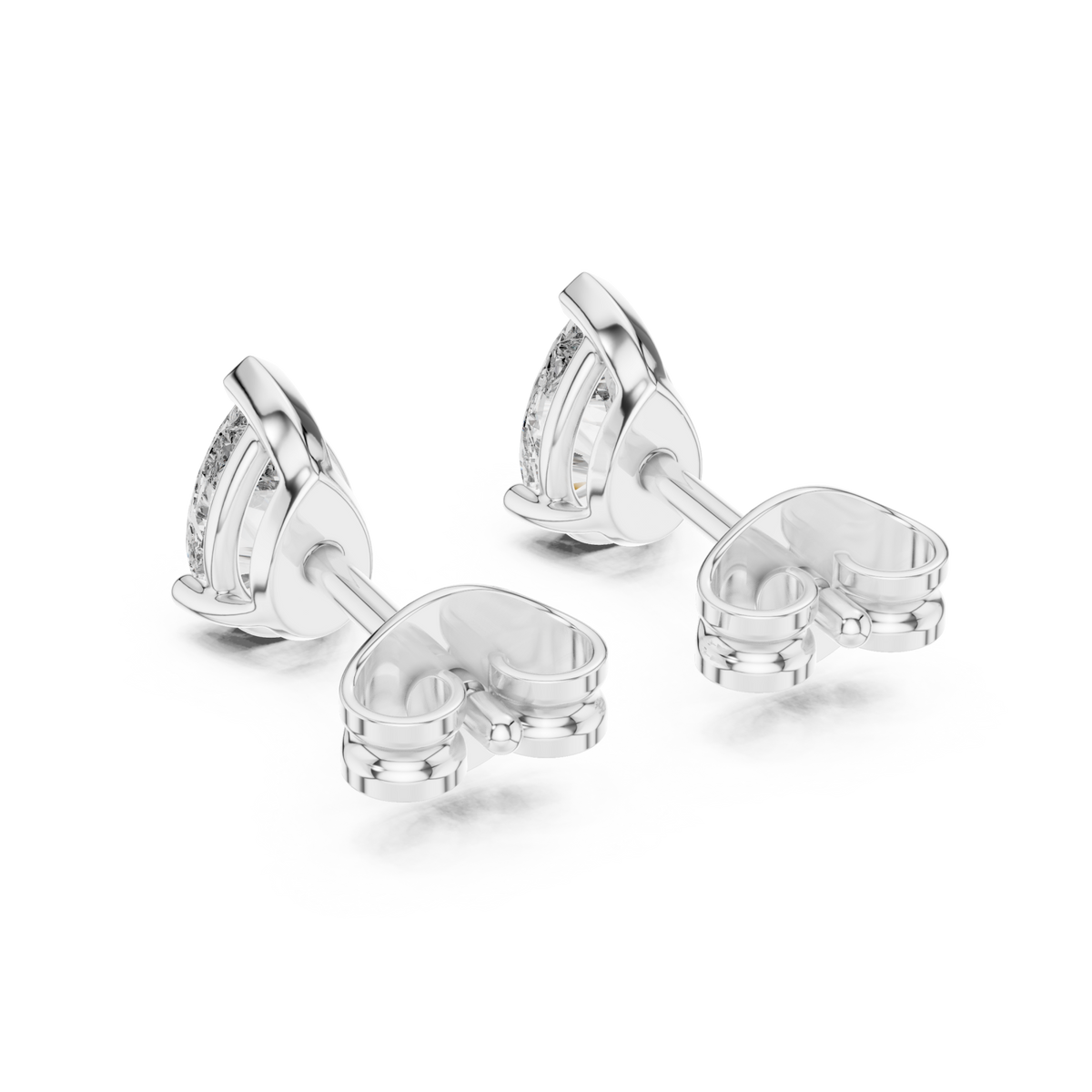  White Gold Pear Diamond Leaf Basket Studs Side View