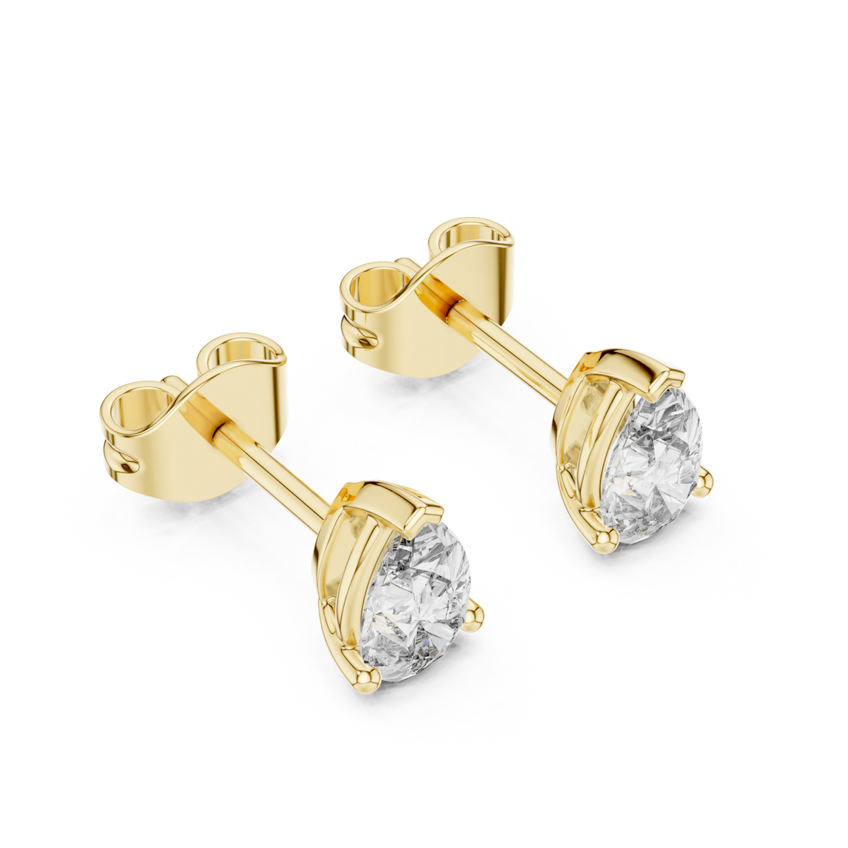  Gold Pear Diamond Leaf Basket Studs Angle View