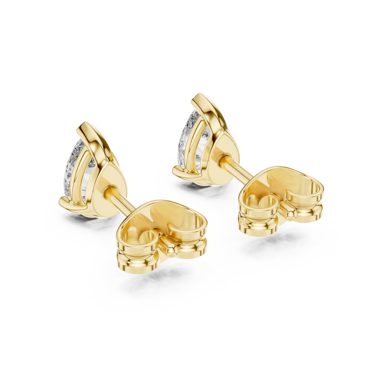 Gold Pear Diamond Leaf Basket Studs Side View