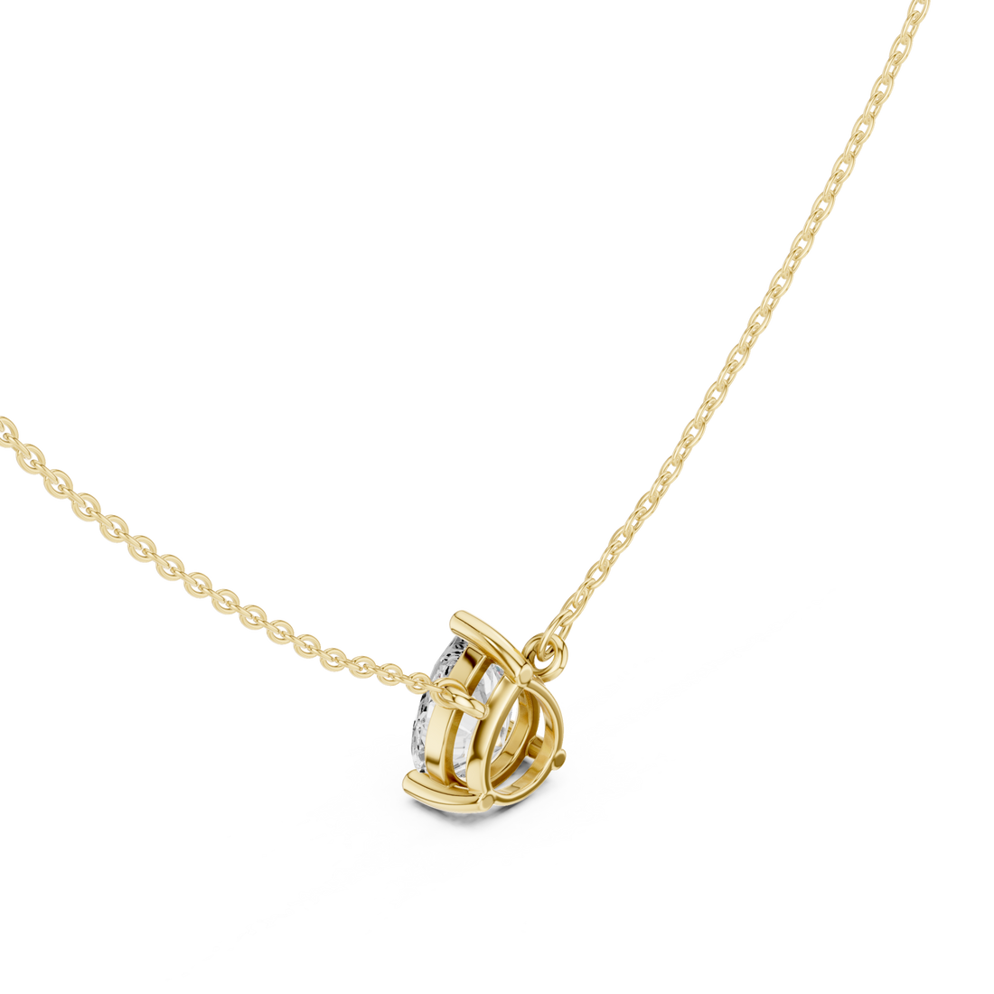 Pear floating solitaire pendant yellow gold front view