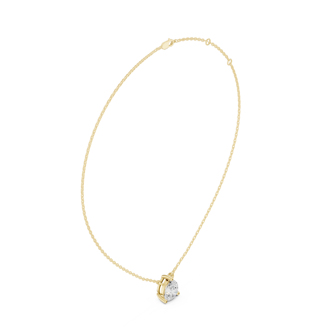Pear floating solitaire pendant yellow gold front view