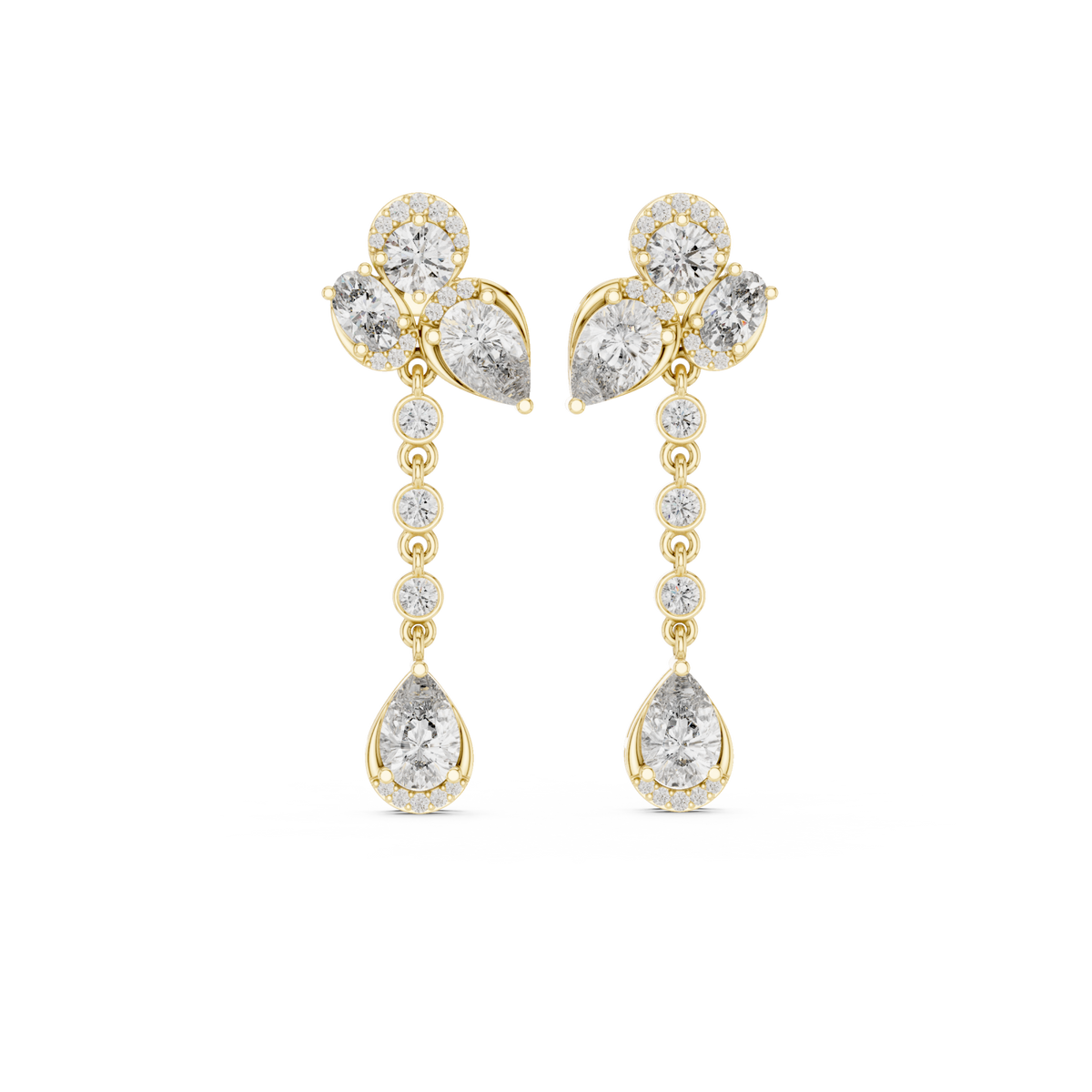  Gold Pear Halo Link Drops Detail View