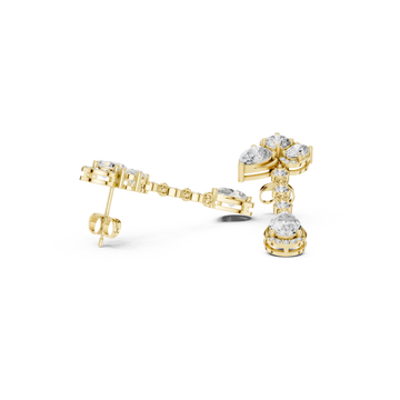 Gold Pear Halo Link Drops Front View
