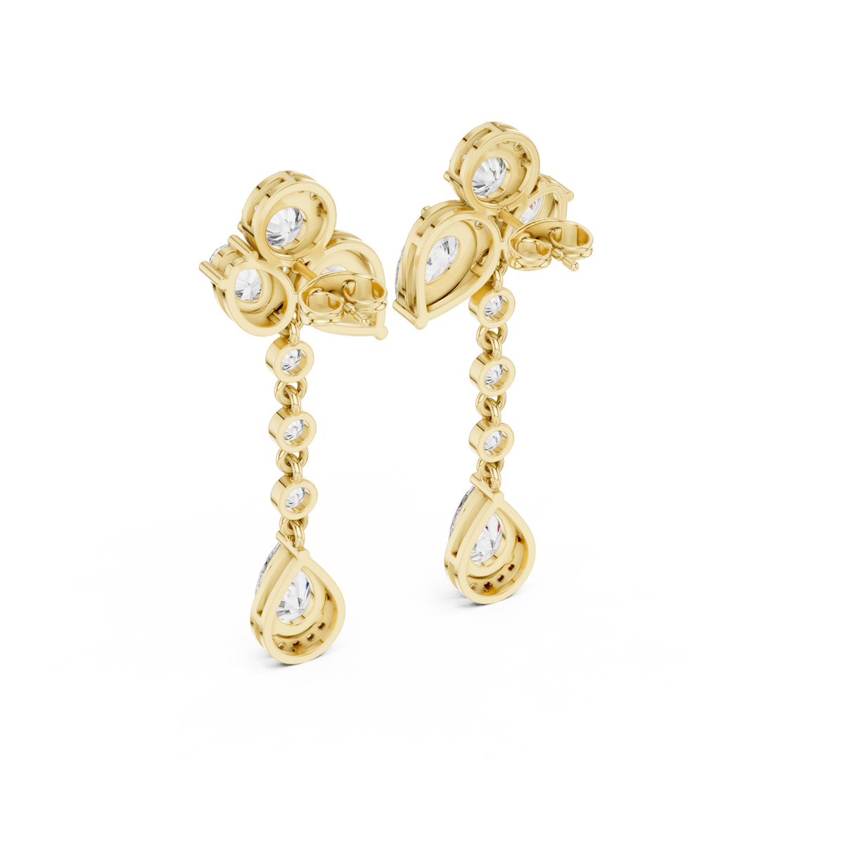  Gold Pear Halo Link Drops Side View