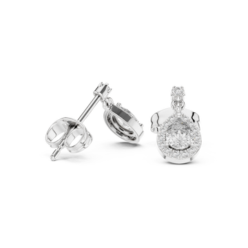  White Gold Pear Halo Teardrop Drops Front View