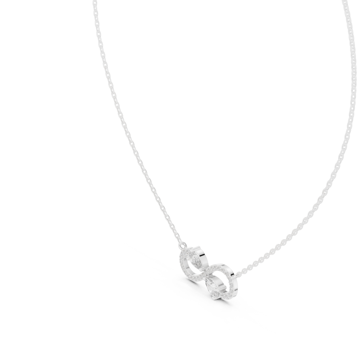 Pear infinity duo pendant white gold angle view