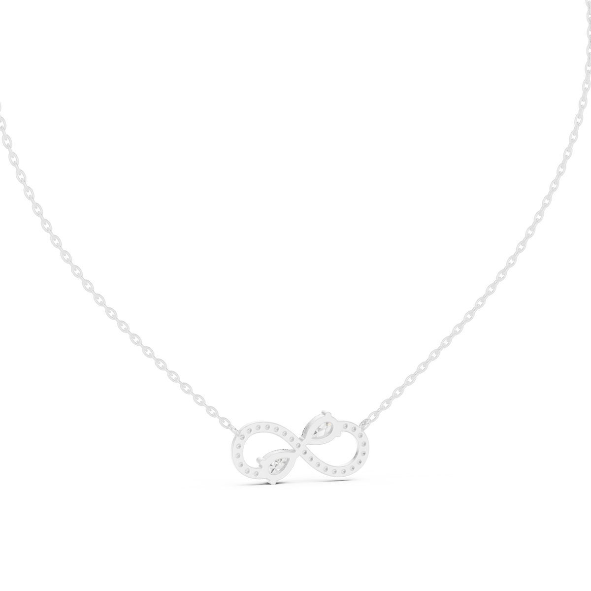 Pear infinity duo pendant white gold detail view