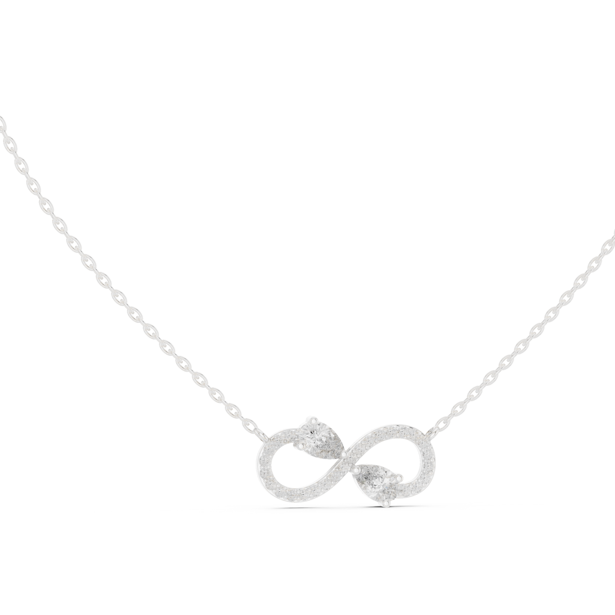 Pear infinity duo pendant white gold front view
