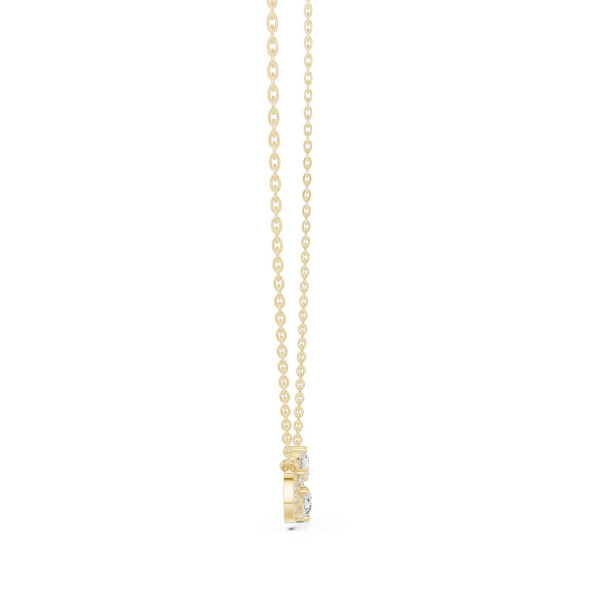 Pear infinity duo pendant yellow gold side view