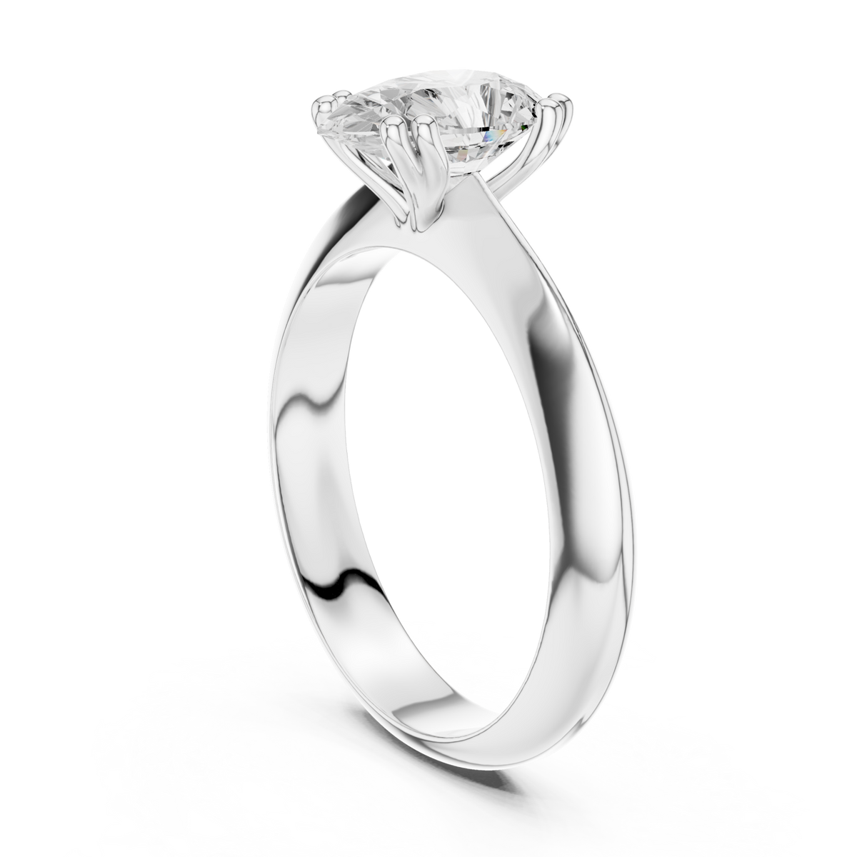 Pear knife-edge solitaire engagement ring white gold front view