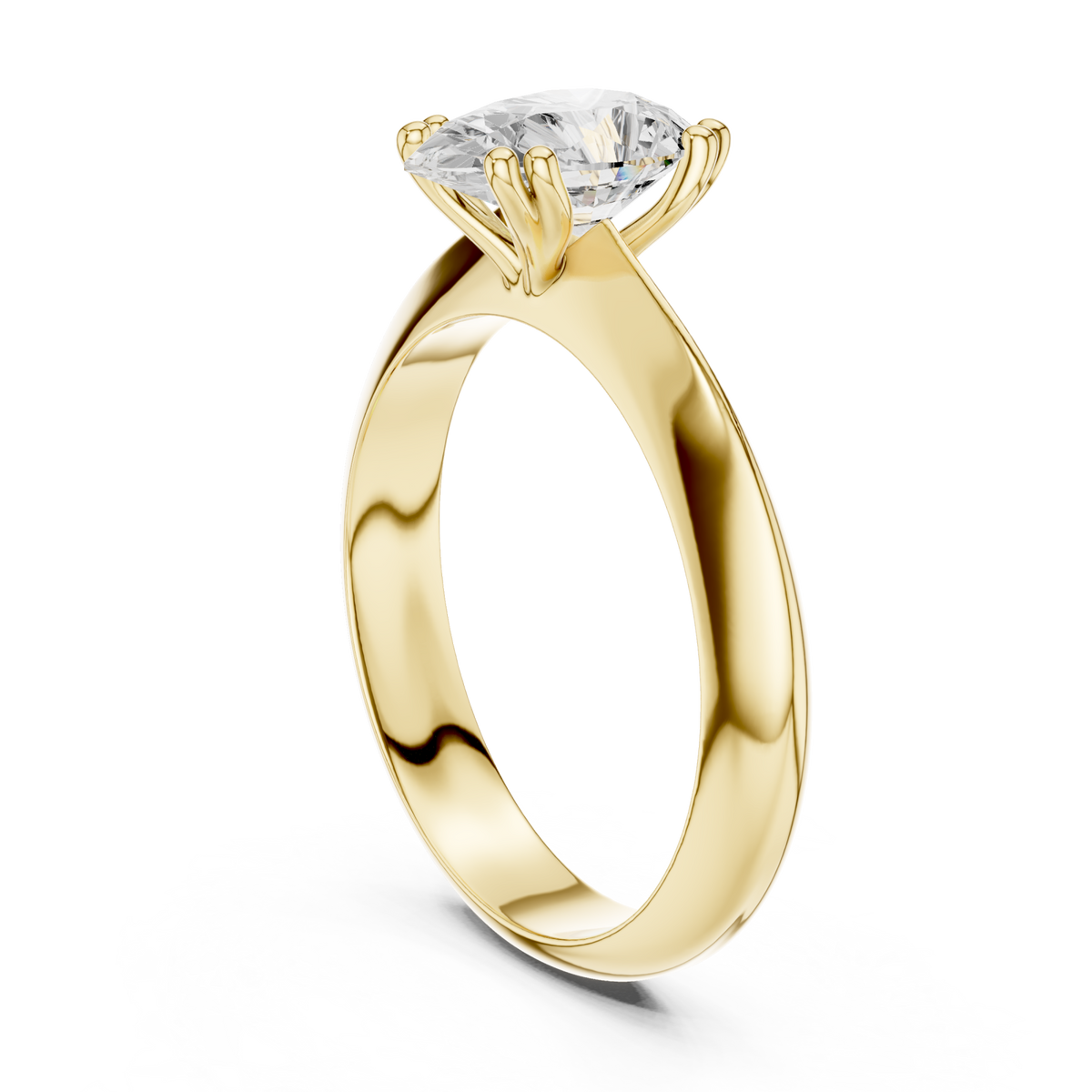 Pear knife-edge solitaire engagement ring yellow gold front view