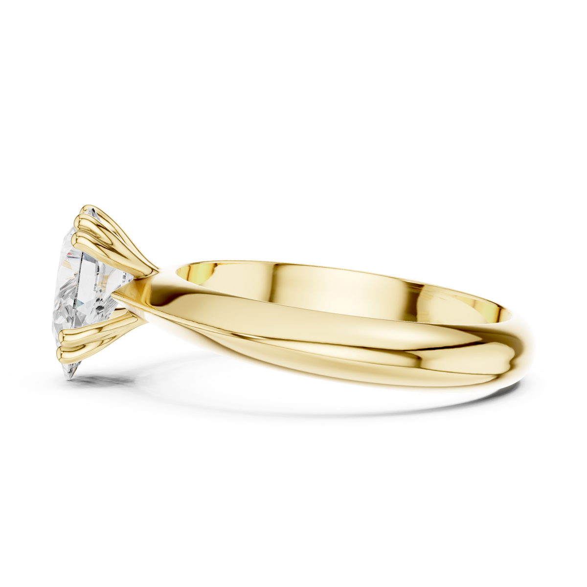 Pear knife-edge solitaire engagement ring yellow gold side view