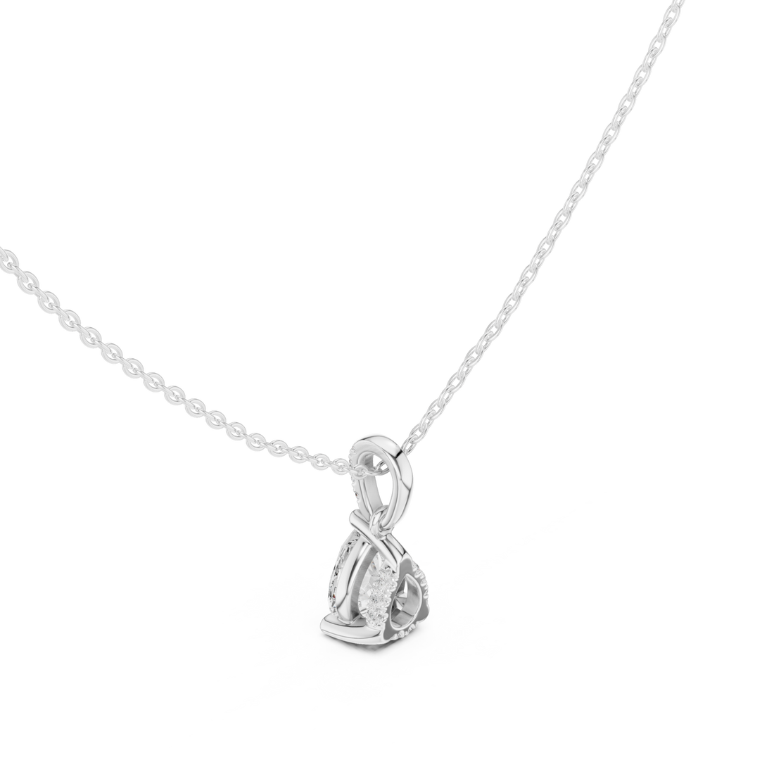 Pear pave bail solitaire pendant white gold front view