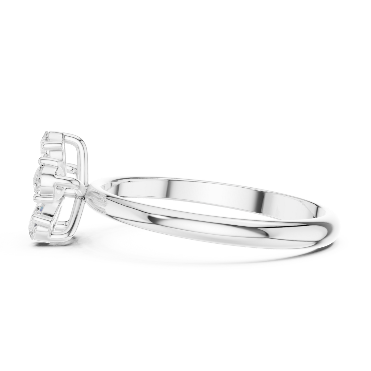 Pear petal blossom ring white gold angle view