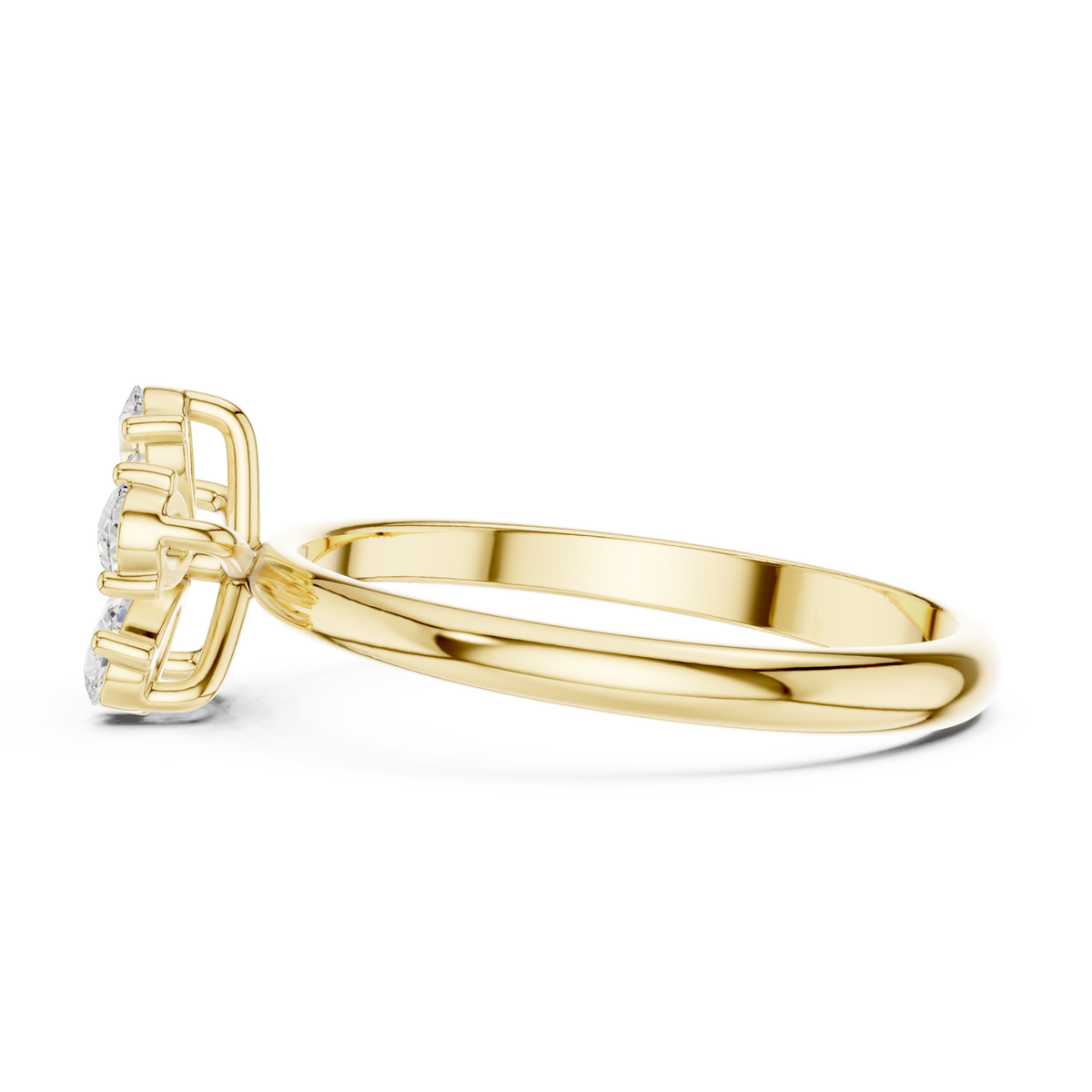 Pear petal blossom ring yellow gold angle view