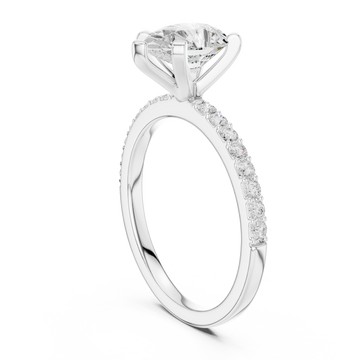 Pear petite pave engagement ring white gold front view