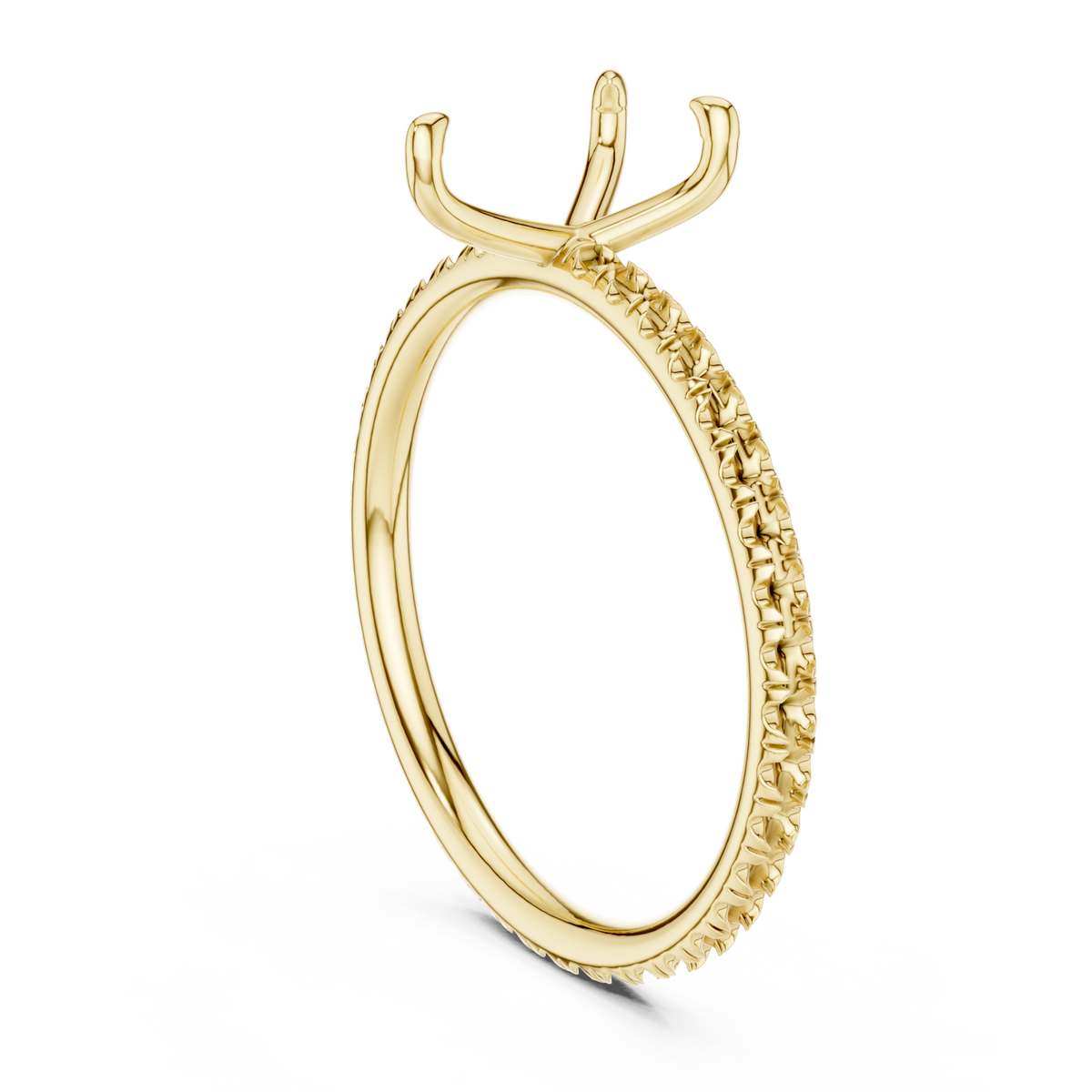 Gold Pear Four-Prong Pave Engagement Ring Right View