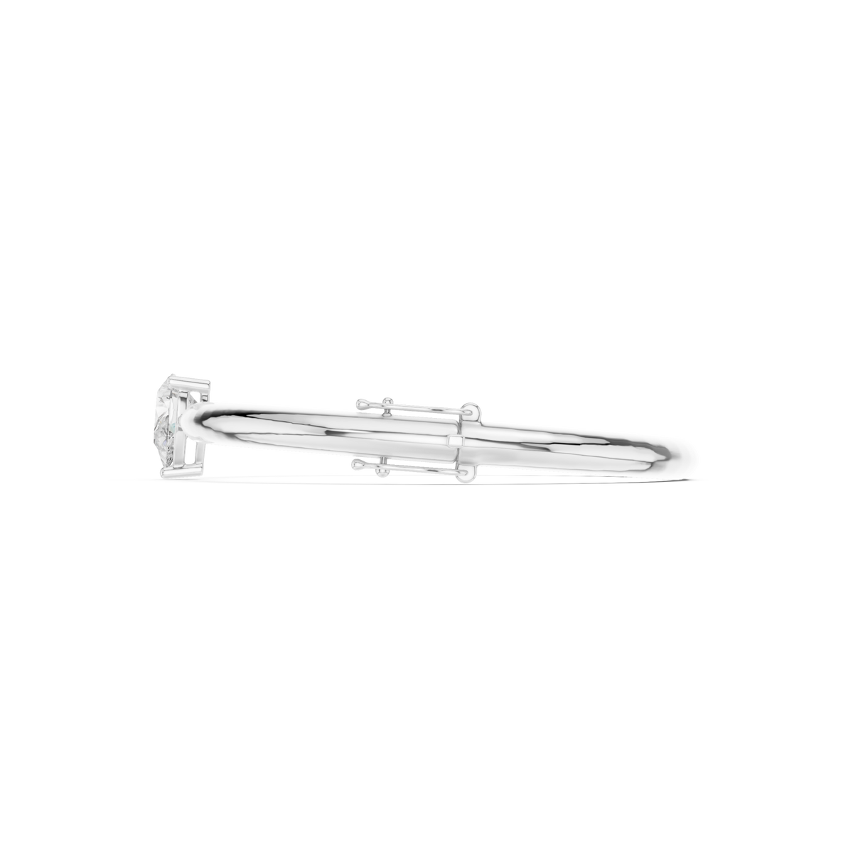  White Gold Pear Solitaire Bangle Angle View